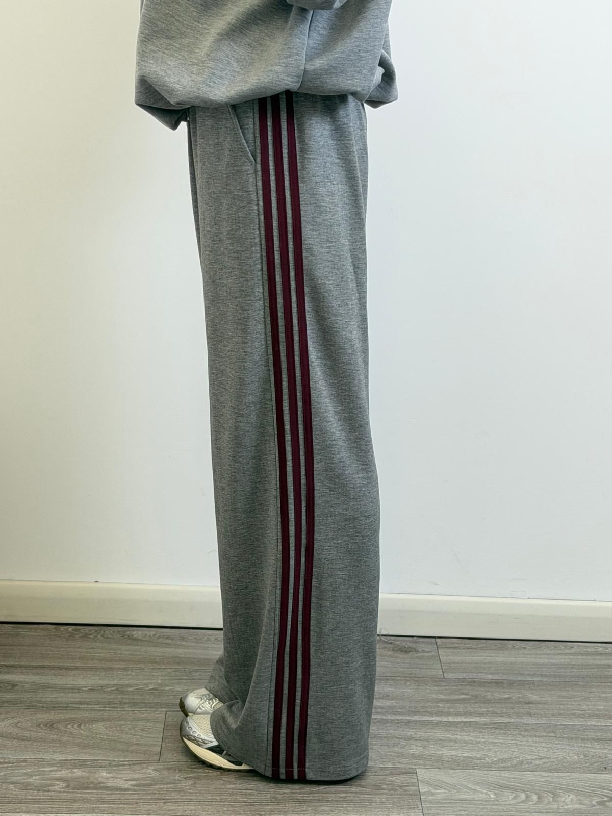 Panta Urban grigio riga burgundy