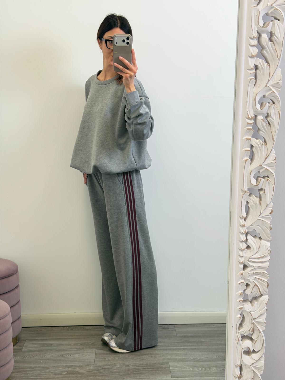 Panta Urban grigio riga burgundy