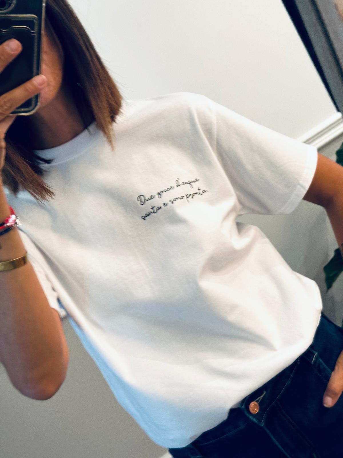 T-shirt Due gocce d'acqua santa e sono pronta