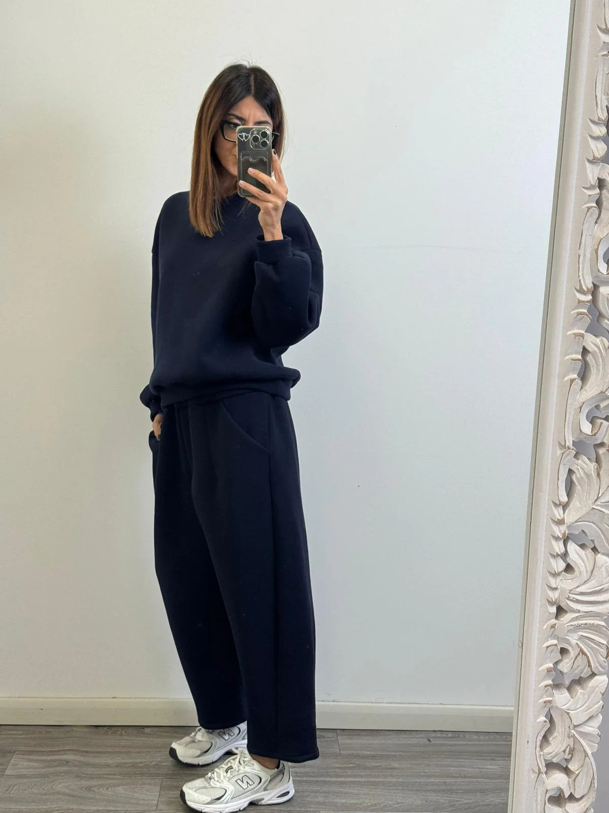 Set mondiale Felpa girocollo + pantaovetto blu notte