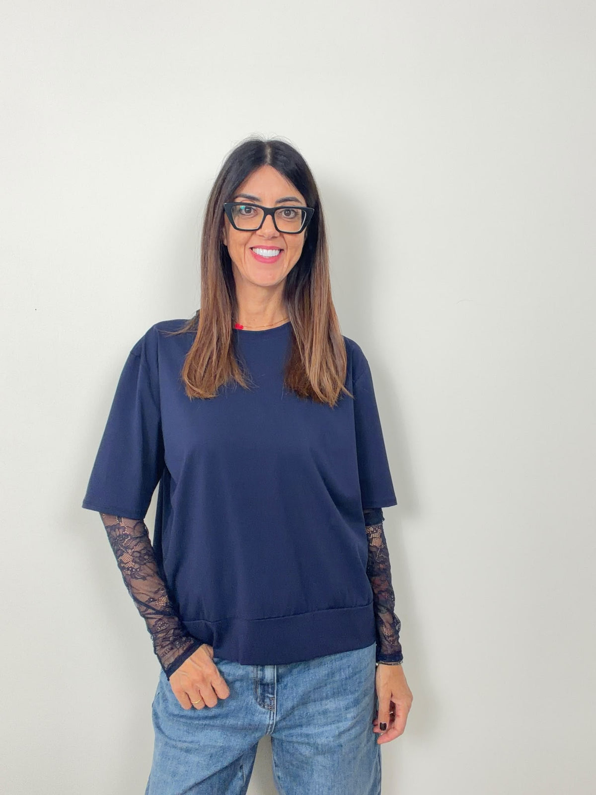 T-shirt new Lace (blu ciocco bianco nero in preordine con spedizione da 23 ottobre)