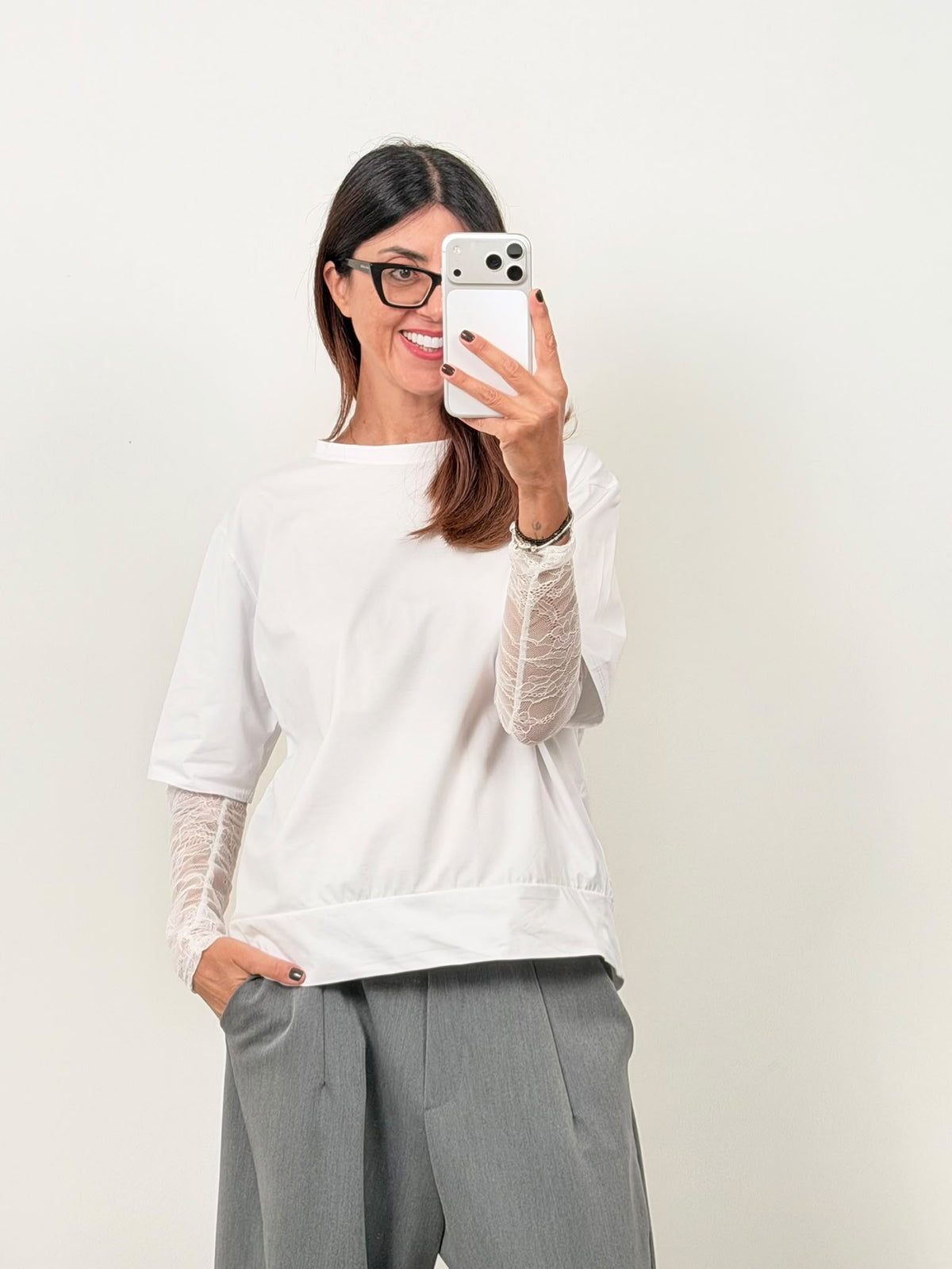 T-shirt new Lace (blu ciocco bianco nero in preordine con spedizione da 23 ottobre)