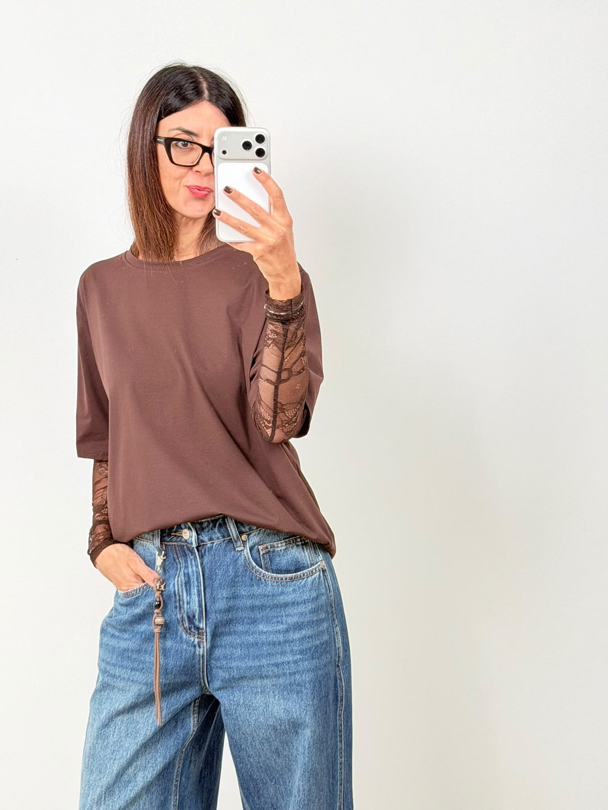T-shirt new Lace (blu ciocco bianco nero in preordine con spedizione da 23 ottobre)